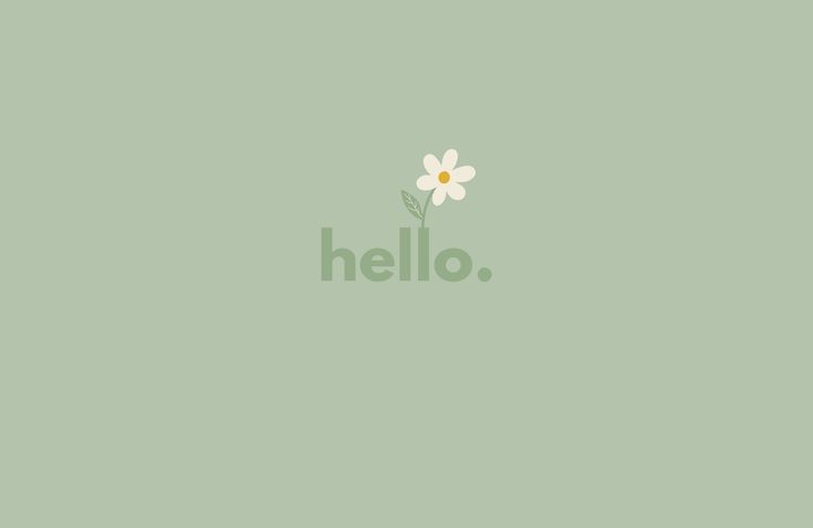 the word hello written in green and white with a flower on it's side