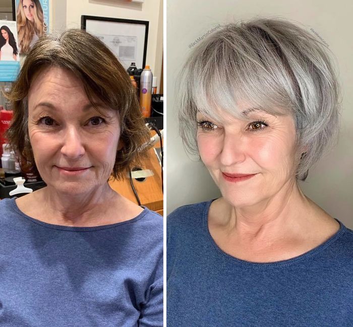 Hair Portfolio, Grey Hair Transformation, Hair Transition, Grey Hair Inspiration, Gray Hair Growing Out, Hair Growing, Silver Hair Color, Natural Gray Hair, Transition To Gray Hair