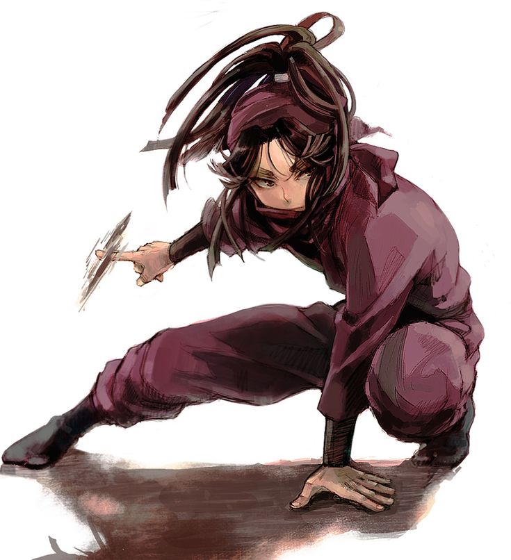 an anime character kneeling down with scissors in his hand and looking at the ground below