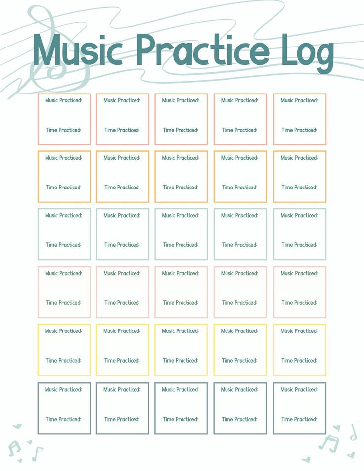 the music practice log is shown in this image