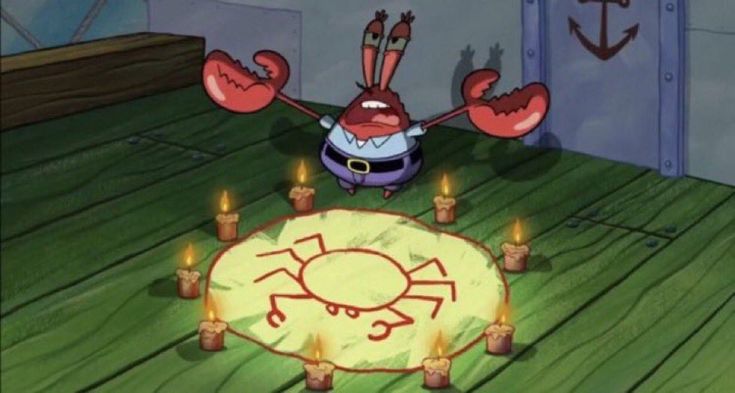 a cartoon character standing on top of a wooden floor next to a table filled with candles