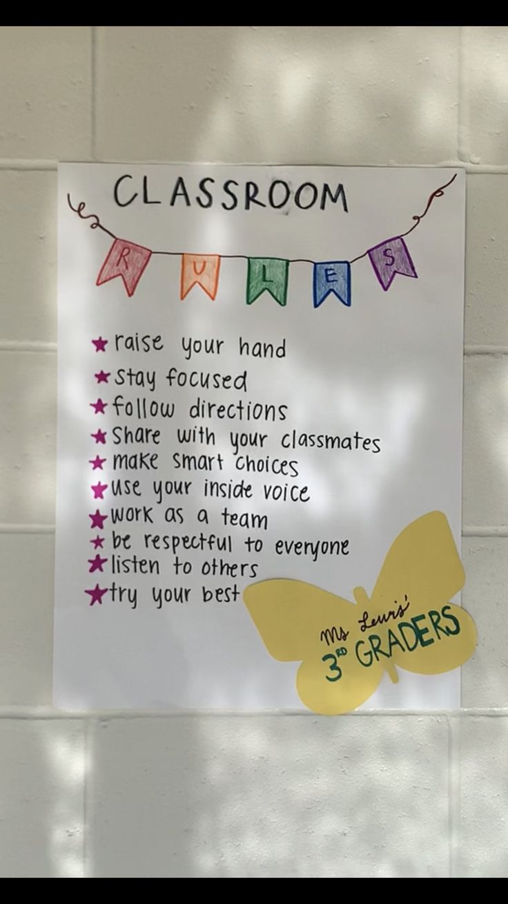 a classroom sign hanging on the wall