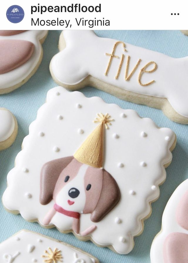 decorated cookies with dog and name on them