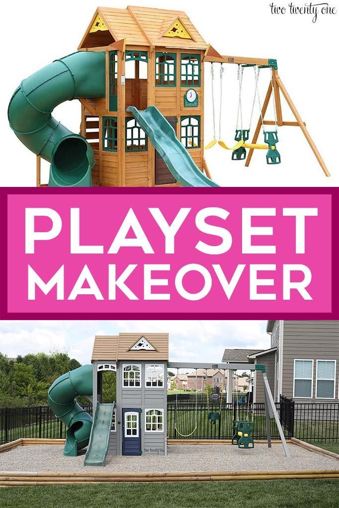 the play set makeover is an easy and fun project for kids to do with their backyard