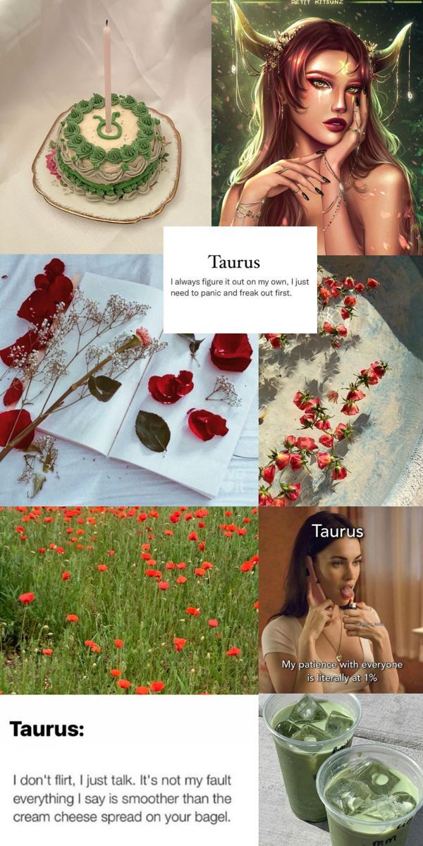 some pictures with different things in them and the words taurus written on them are shown