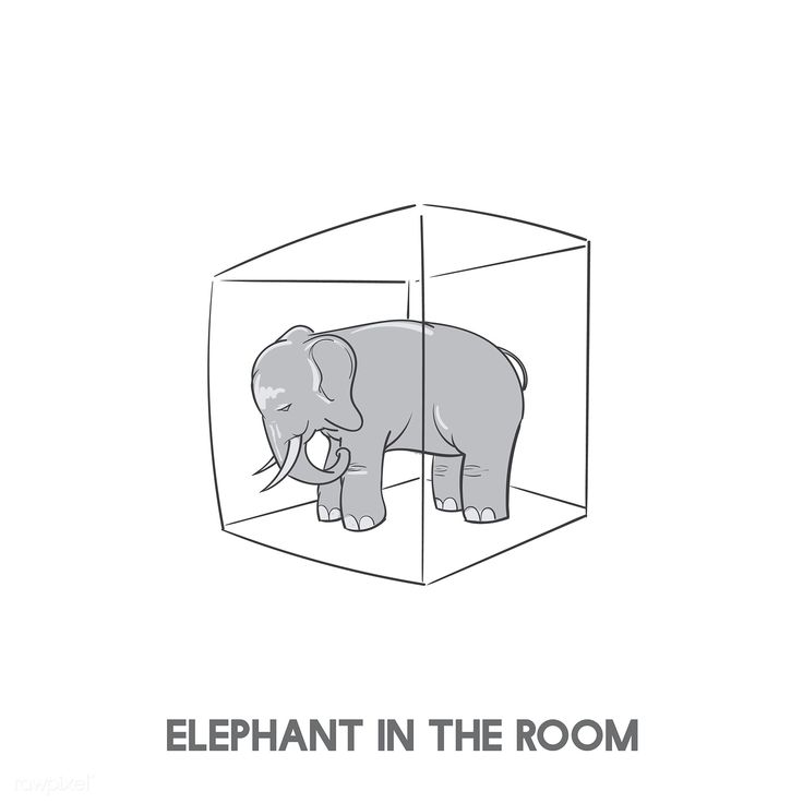 an elephant in the room is shown on a white background