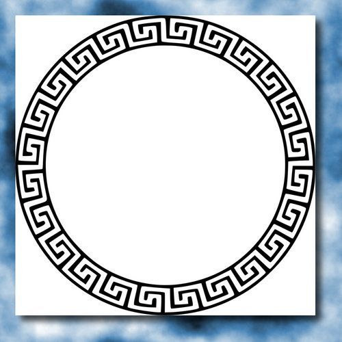 a circle with greek ornames in the middle, and two smaller circles on each side