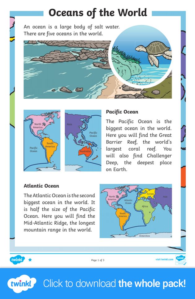 an ocean map with the words oceans of the world and pictures of animals on it