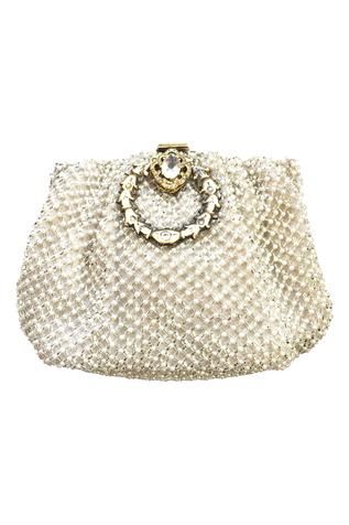 Shop for Kokommo Bead Embellished Amalia Clutch Online at Aza Fashions White Clutch, White Handbag, White Quilt, Grid Pattern, Handbags Online, Online Accessories, Aza Fashion, Pearl Beads, Handbag Accessories