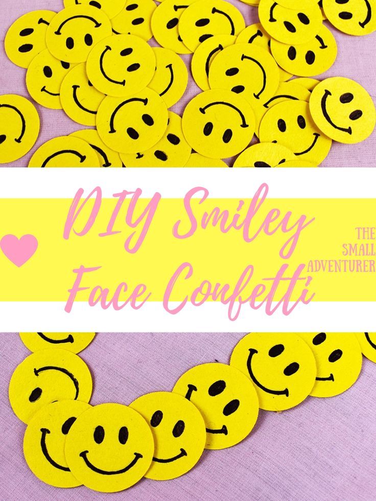 yellow smiley face confetti with the words diy smiley face confetti