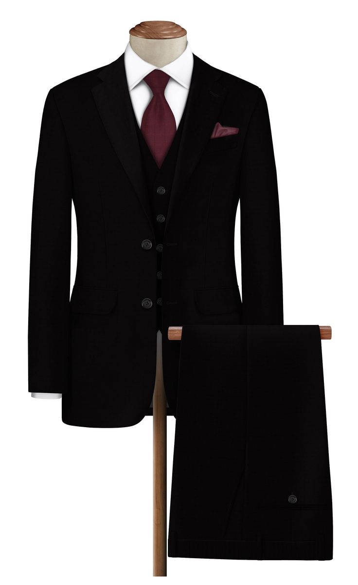 "Men's 3 Piece Suit Black Wedding Suit for men  Fabric: 50 % wool & 50 % mohair   JACKET: 2 Buttons Jacket, plain buttons High button jacket, 1 buttonhole on left lapel Narrow notch lapel, wide lapel suit  1-1 jacket front hips pocket with flap  4 buttons non-working cuff Double vent at the back of jacket matching paisley lining 4 inside working pocket Waistcoat 5 Buttons notch lapel  1/1 front pocket Breasted pocket, Fabric at the back inside matching paisley lining    Trouser : Front side pock Three-piece Tuxedo Suit With Notch Lapel, Wool Tuxedo Blazer For Wedding, Black Single Breasted Blazer For Wedding, Single Button Notch Lapel Blazer For Black Tie, Black Tie Single Button Blazer With Notch Lapel, Single-breasted Blazer With Suit Collar For Black Tie, Notch Lapel Single Button Blazer For Black Tie, Black Single-breasted Blazer For Wedding, Classic Single-button Wedding Tuxedo