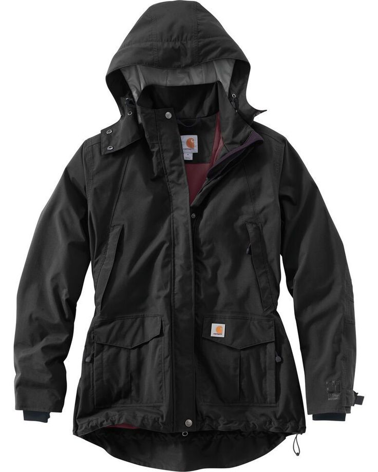 a424ed4bd3a7d6aea720b86d4a360f75desc34989996ri Summer Coat, Carhartt Womens, Hooded Rain Jacket, Carhartt Women, Plus Size Coats, Work Jackets, Black Media, Winter Collection, Rain Jacket