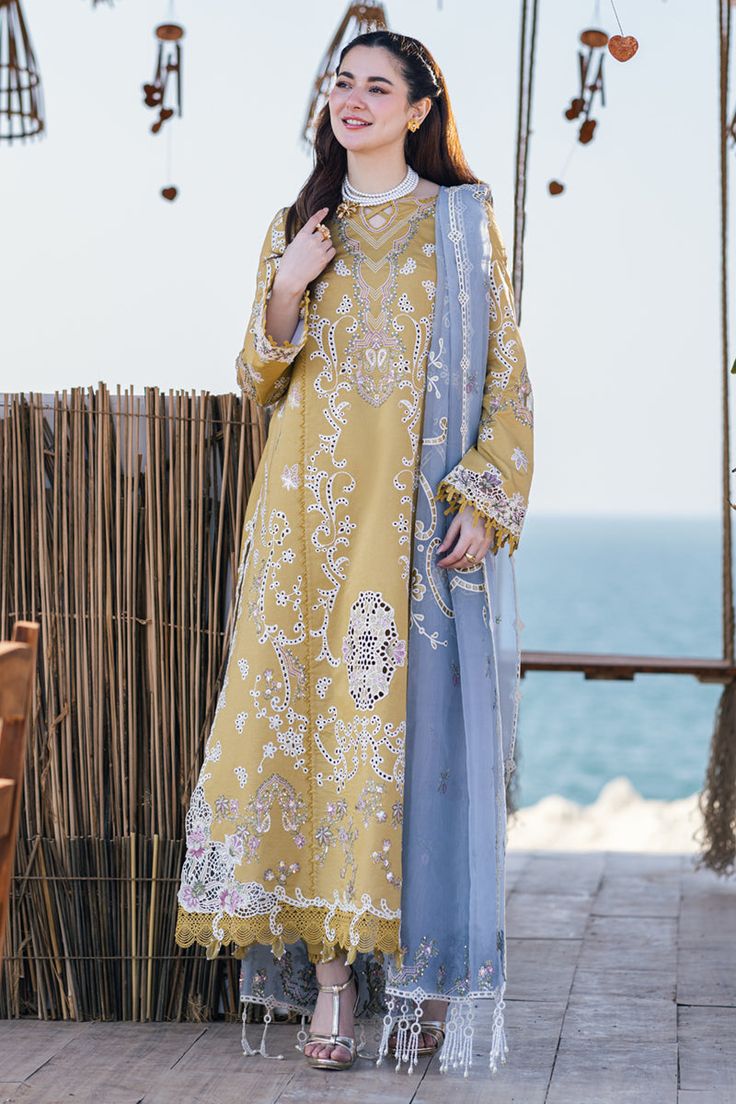 Qalamkar FP-03 Selma Sahil Kinare Luxury Lawn Latest Pakistani Suits, Cotton Lawn Fabric, Lawn Suit, Chiffon Collection, Embroidered Organza, Lawn Suits, Eid Collection, Organza Dupatta, Pakistani Suits