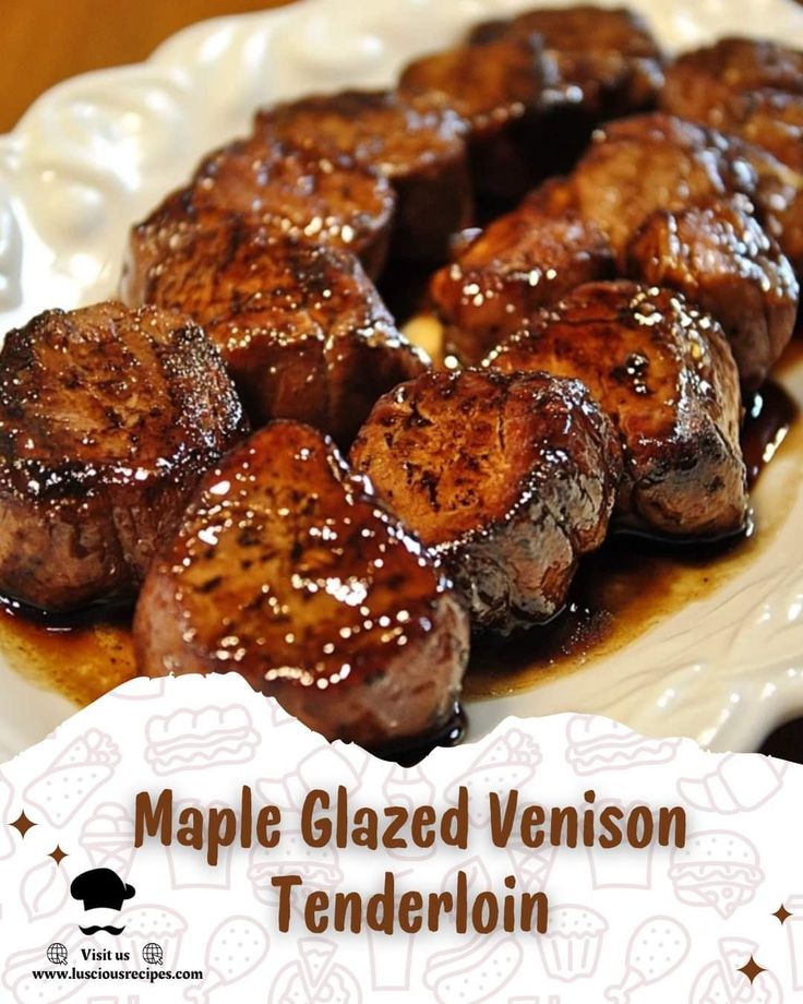 Maple Glazed Venison, Maple Glazed Venison Tenderloin, Wild Game Recipes Deer, Venison Appetizers, Deer Recipes Venison, Deer Tenderloin Recipes, Ultimate Chili Recipe, Venison Tenderloin Recipes, Luscious Recipes