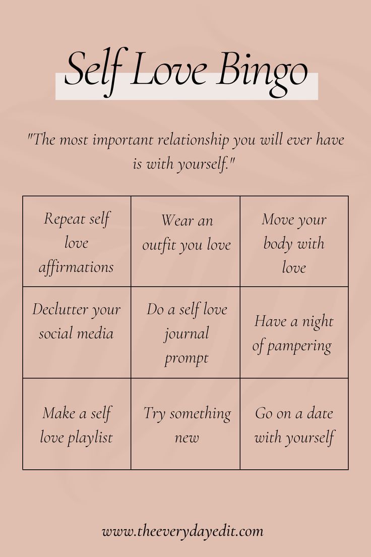 the self love bingo game is shown in black and white