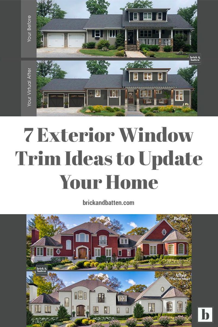 the exterior window trim ideas to update your home, including two different styles and colors