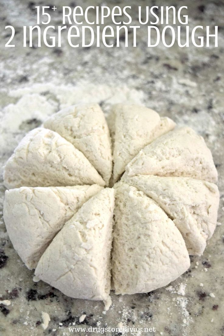 some type of dough sitting on top of a counter with the words, 15 recipes using 2 ingredient dough