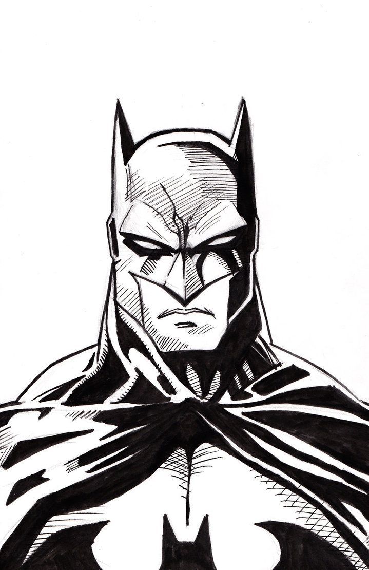 a drawing of batman in black and white