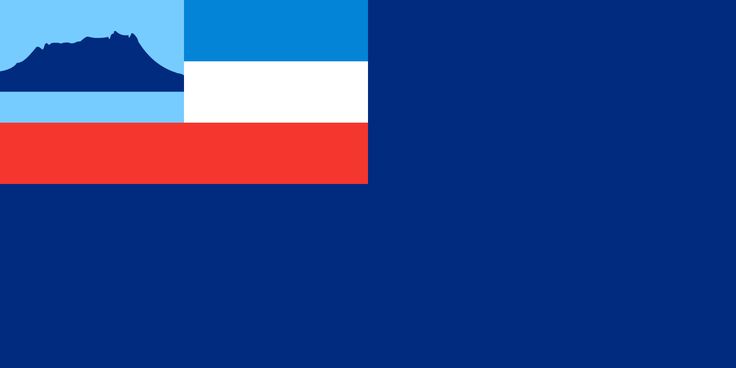 the flag of the state of texas is shown in blue and white, with a mountain behind it