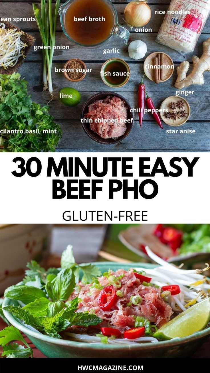 the ultimate guide to making 30 minute easy beef pho recipe with ingredients and instructions