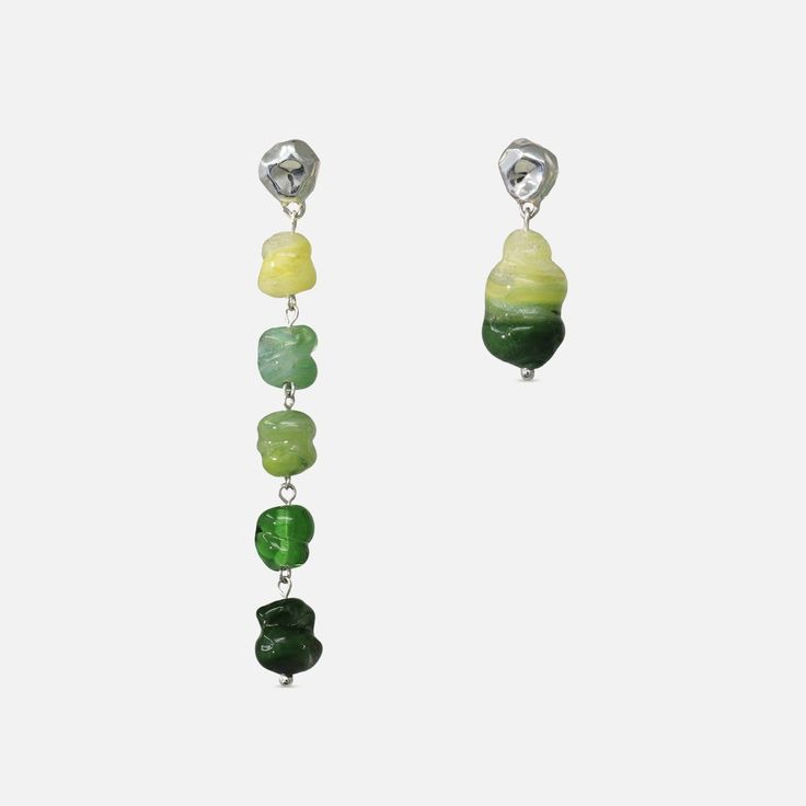 CLED Shades of Nature | Forest Earrings 1 Green Jade Earrings With Natural Stones, Nature-inspired Green Jewelry With Matching Earrings, Modern Green Drop Earrings, Green Fusion Style Drop Earrings, Unique Green Dangle Earrings, Green Sterling Silver Long Drop Earrings, Green Fusion Dangle Earrings, Green Jade Earrings For Pierced Ears, Green Modern Sterling Silver Earrings