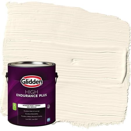 a white paint with the words glidden high performance plus painted on it's side