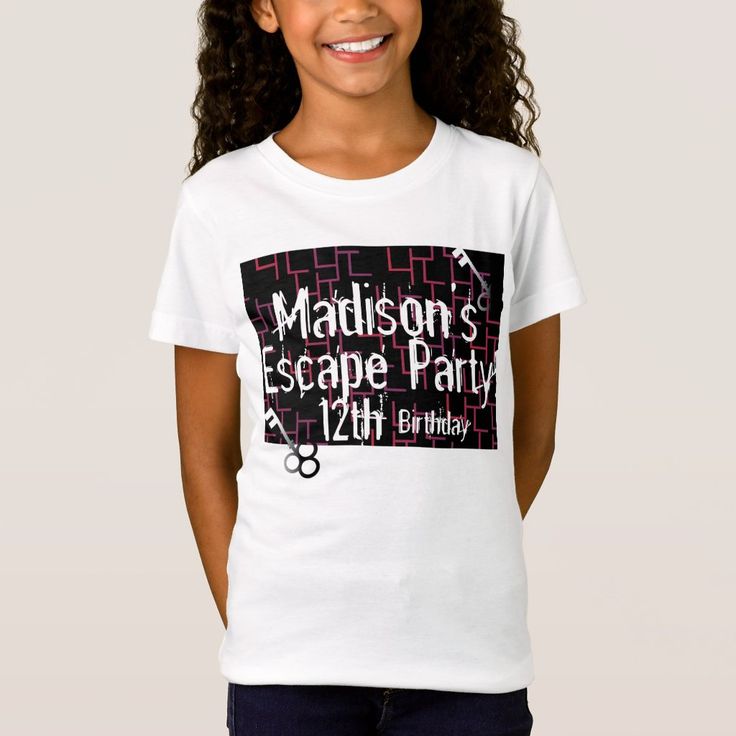 Escape Party T-Shirt White Short Sleeve T-shirt For Party Season, White Crew Neck T-shirt For Party, White Graphic Print T-shirt For Party, Fun Party T-shirt With Short Sleeves, Fun Short Sleeve T-shirt For Party, Fun Graphic Print T-shirt For Party, Pink Graphic Tee For Party, Crew Neck T-shirt With Graphic Print For Party Season, White T-shirt With Text Print For Party