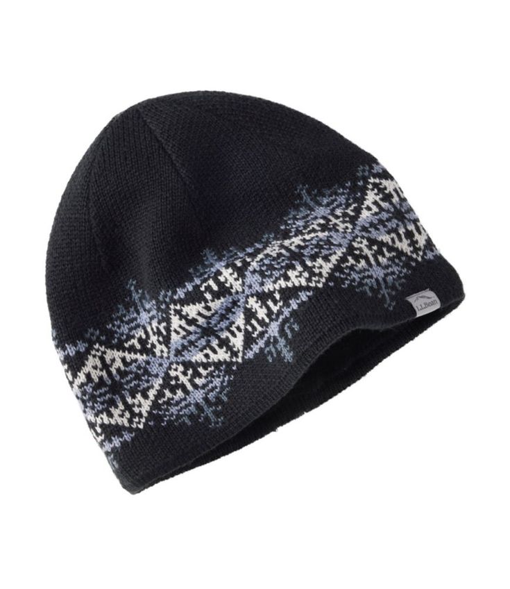 With fun patterns, great colors and warm construction, this attractive beanie matches our outerwear perfectly. Body: 100% polylana polyester fiber. Lining: 100% polyester lining. Handwash, dry flat. Lightweight design packs a lot of warmth. Imported. | Women's Boundless Beanie, Synthetic Black One Size Beanie For Winter, Black Brimmed Beanie For Winter, Cheap Black Beanie For Cold Weather, Affordable Black Winter Beanie, Warm Black Cotton Beanie, Women's Headwear, Winter Hats Beanie, Ll Bean, Midnight Black