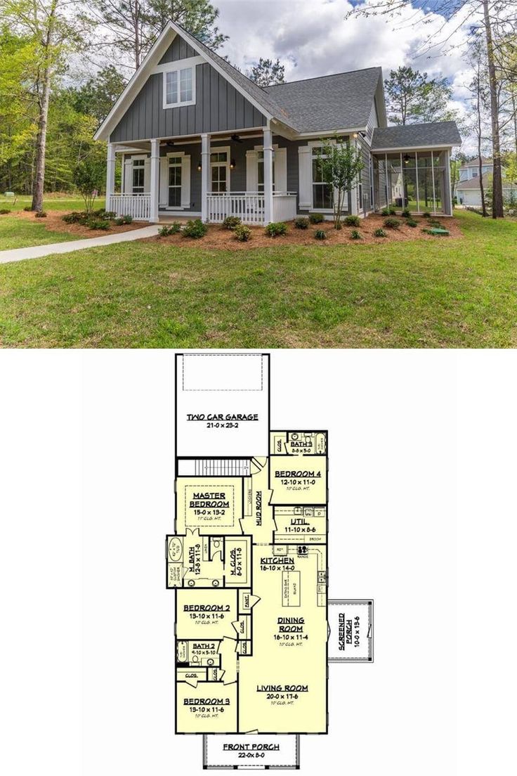 two story house plans with porches on each side and an open floor plan for the second