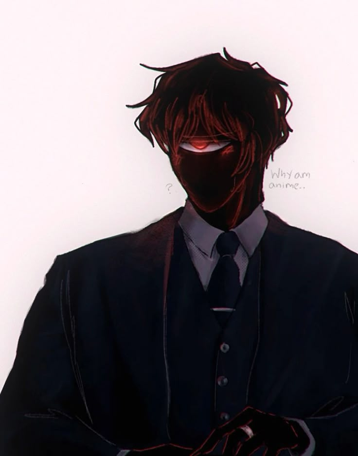 a man in a suit and tie with red eyes