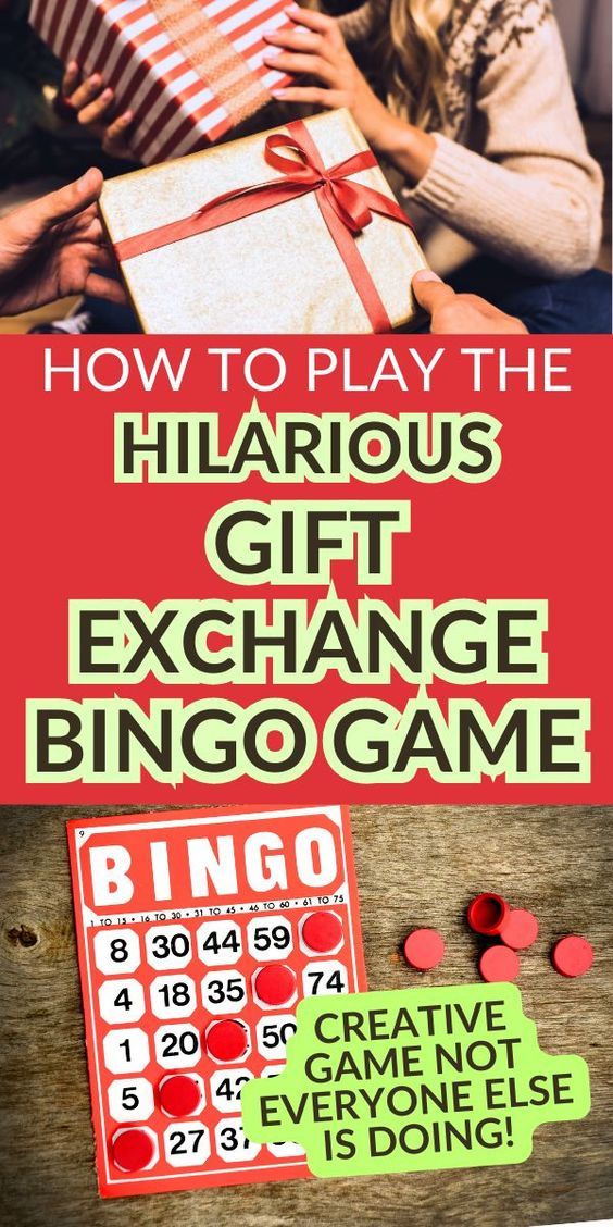 an advertisement for a game called how to play the hilarious gift exchangeer bingo game