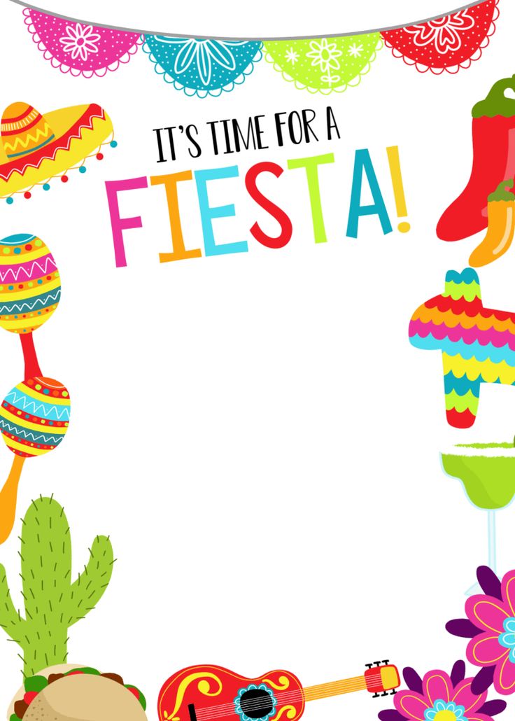 a mexican fiesta themed birthday party is featured in this free printable card with the phrase it's time for a fiesta