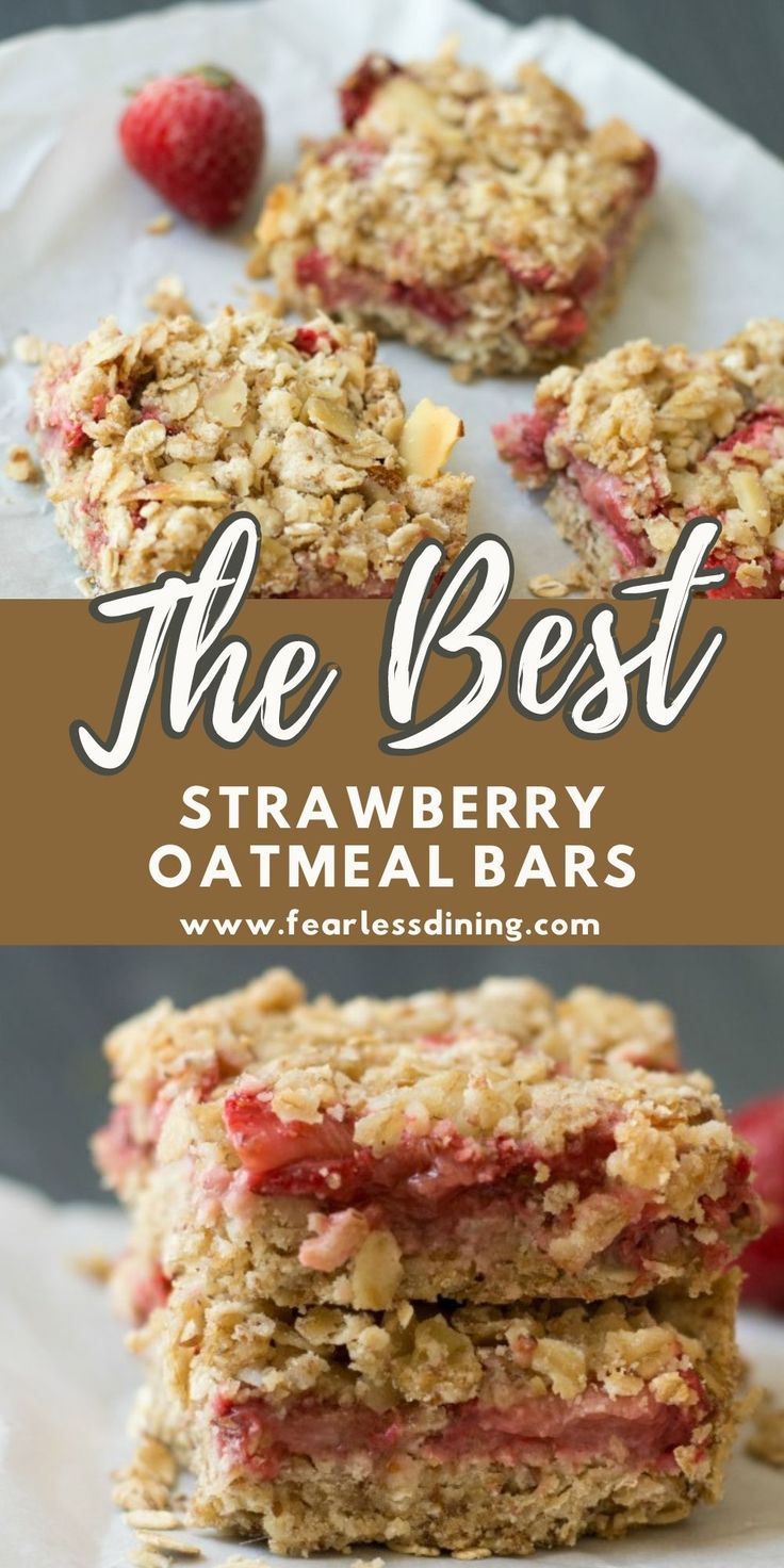 the best strawberry oatmeal bars on a plate