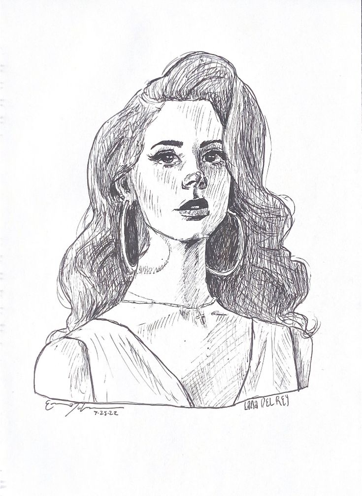 a drawing of a woman with long hair