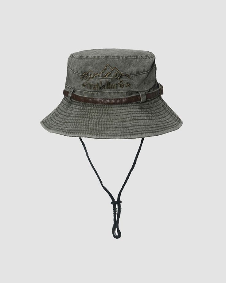 Details: Bucket hat with belt details and string design Fishing Bucket Hat With Short Brim, Adjustable Bucket Hat For Fishing With Short Brim, Adjustable Short Brim Bucket Hat For Fishing, Vintage Wide Brim Adjustable Bucket Hat, Vintage Adjustable Wide Brim Bucket Hat, Adjustable Wide Brim Bucket Hat For Fishing, Casual Bucket Hat For Fishing In Spring, Vintage Bucket Hat With Flat Brim For Outdoor, Casual Bucket Hat For Spring Fishing