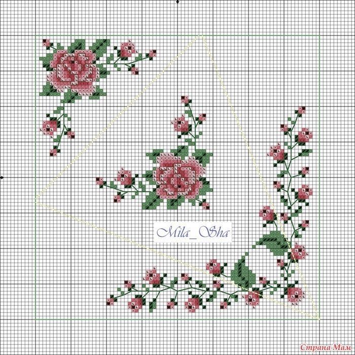 a cross stitch pattern with roses on it