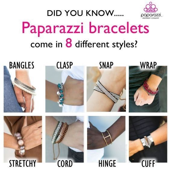 different types of bracelets are shown in this ad for the jewelry brand, papazzi braclets