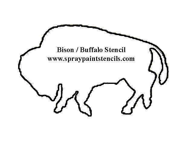 the outline of a bison is shown in black and white, with an inscription below it that reads bison & buffalo stencil