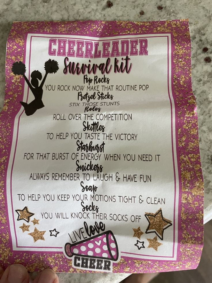 the cheerleader survival kit is in someone's hand