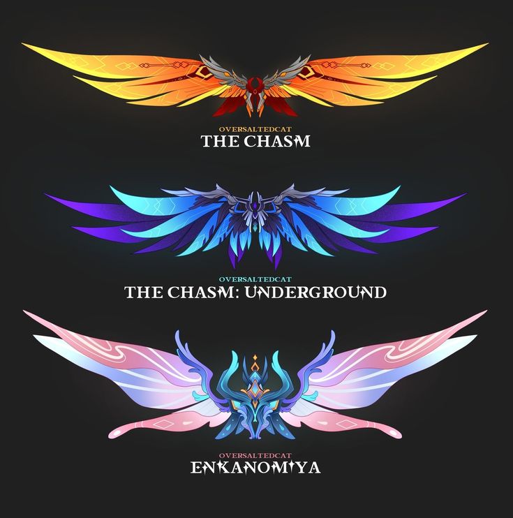 four different types of wings with the words, the chasm and the chasm underground