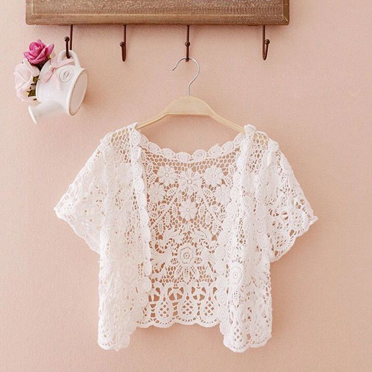 Lasaky - Lace Short Shawl Outerwear Light Cardigan Sunscreen Camisole with Strap Dress Short Sleeve Shrug, Shawl Fashion, Summer Pullover, Lace Coat, Sleeve Shrug, Lace Shrug, Crochet Shrug Pattern, Shrug Pattern, Light Cardigan