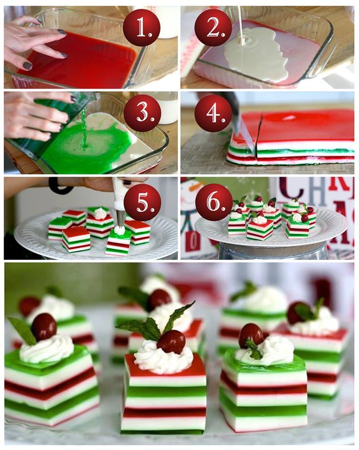 the steps to make christmas desserts with candy bars and cherries on top are shown