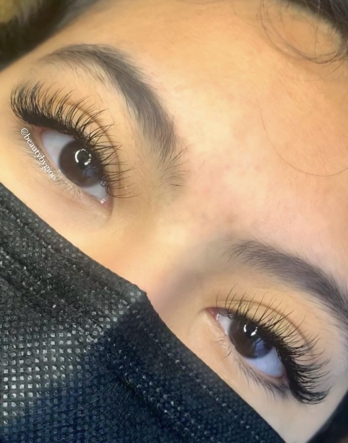 Wispy Lash Extensions Natural, Lashes Extensions With Numbers, Almond Lash Extensions, Short Wispy Lash Map, Lashes Classic Set, Brown Lashes Extensions, Classic Full Set Lash Extensions, Classic Set Lashes, Classic Set Eyelash Extensions