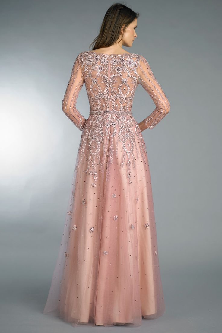 Although discontinued from Basix Black Label line, this mauve long sleeve beaded gown is perfect for an early spring or fall wedding. It features embroidery with sporadic beading for a glamorous look. Color: Mauve. Please note: This listing is for our sample dress only. This dress has been tried on in our Newtown, CT shop but has never been worn to an event or altered in any way. As with many samples, there may be small imperfections on this dress such as loose beading but an alterations person/ Hand Embellished Long Sleeve Formal Dress, Formal Long Sleeve Hand Embellished Dress, Evening Gown With Intricate Embroidery And Long Sleeves, Long Sleeve Evening Dress With Sheer Fitted Bodice, Fitted Long Sleeve Hand Embellished Dress, Long Sleeve Gown With Intricate Embroidery For Evening, Hand Embellished Long Sleeve Evening Dress For Gala, Sheer Bodice Long Sleeve Evening Dress For Wedding, Glamorous Long Sleeve Gown With Fitted Bodice