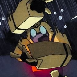 a cartoon character holding an umbrella in the rain