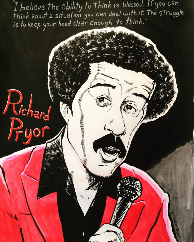 a drawing of a man with a microphone in his hand and the words richard pry on it