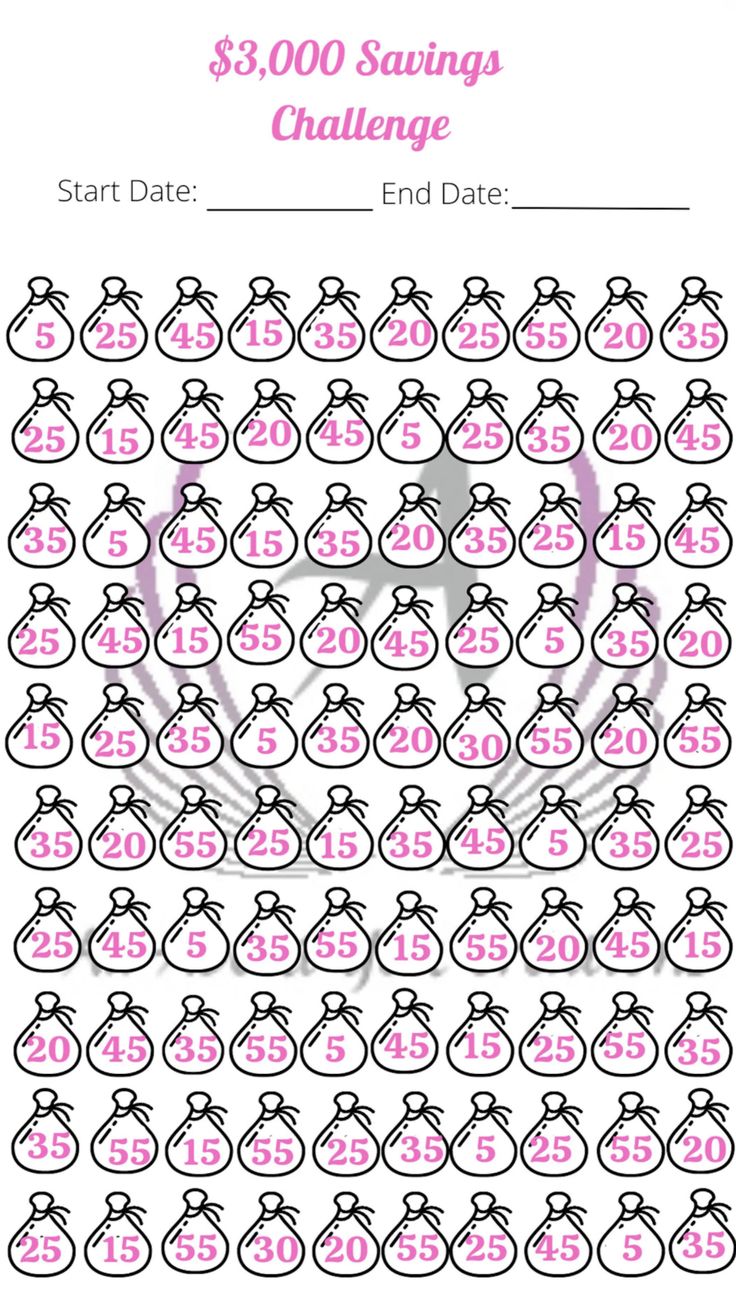 the $ 3, 000 savings challenge is shown in pink and black with numbers on it