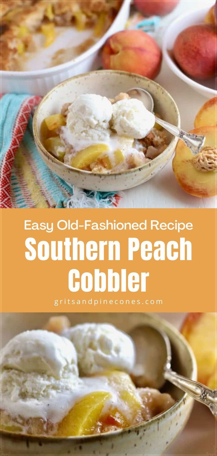 an image of homemade southern peach cobbler recipe