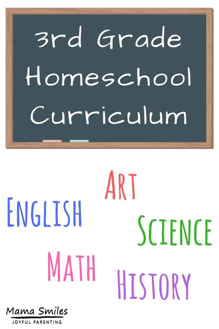 an image of the words art and science in front of a chalkboard that says 3rd grade homeschool curriculum