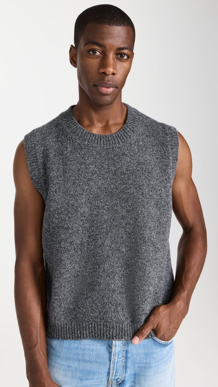 Find MAISON MARGIELA Gilet Sweater Vest on Editorialist. Fabric: Mid-weight knit. Ribbed trim. Crew neck. Sleeveless. Shell: 100% wool. Dry clean. Made in Italy. Measurements: Measurements from size L Length: 23.5in / 60cm Chest: 46.5in / 118cm Cool Jackets, French Fashion, Healthcare Professionals, Sweater Vest, Sweater Outfits, Dark Grey, Top Brands, Men Sweater, In Italy